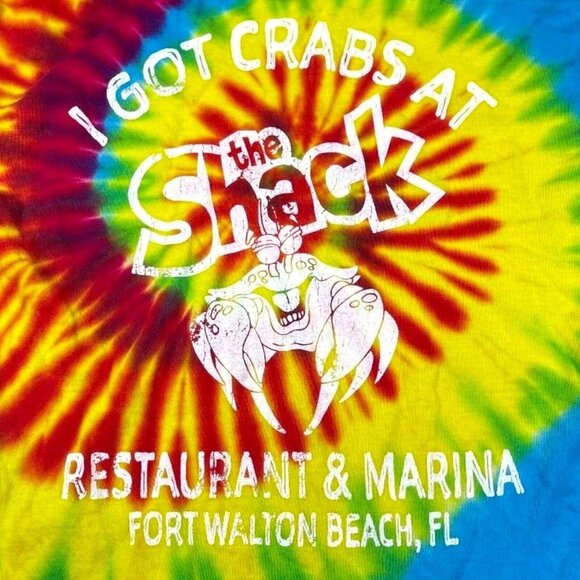 The Shack "I got crabs at" Fort Walton Beach FL T-Shirt Medium Tie Dye - Picture 2 of 9
